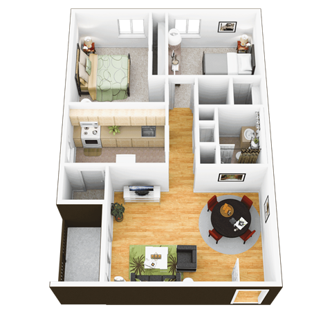 2 bedroom 1 bath floor plan image